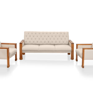 5-Seater White Teak Wood Sofa Set