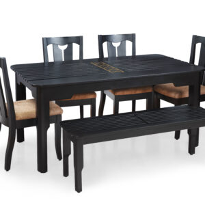 Wooden Dining Table Set | 6 Seater Dining Table with 4 Chairs and 1 Bench