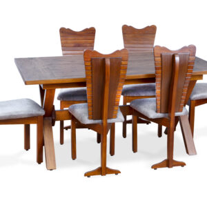 Wooden 6 Seater Dining Set for Home with Six Cushioned Chairs