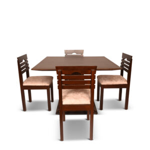 Wood Metal Crafted Four 4-Seater Dining Table with 4 Chairs