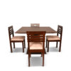 Wood Metal Crafted Four 4-Seater Dining Table with 4 Chairs