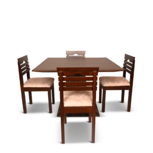 Wood Metal Crafted Four 4-Seater Dining Table with 4 Chairs