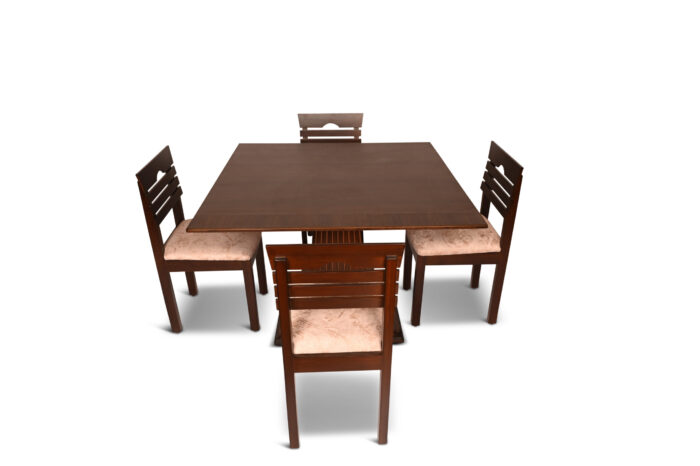 Wood Metal Crafted Four 4-Seater Dining Table with 4 Chairs_1