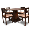 Wood Metal Crafted Four 4-Seater Dining Table with 4 Chairs_2