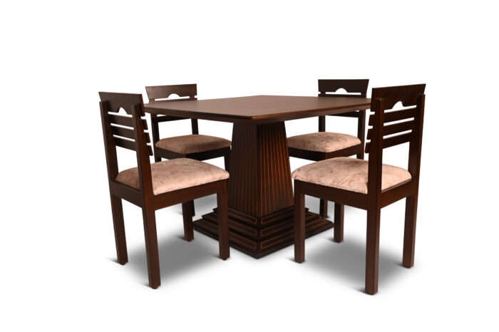 Wood Metal Crafted Four 4-Seater Dining Table with 4 Chairs_2