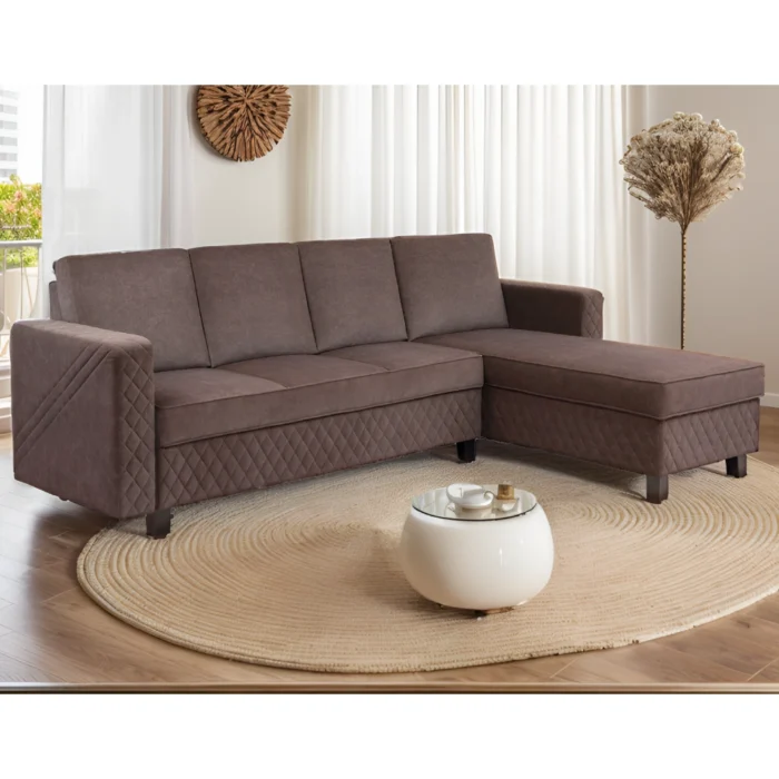 L Shape Wooden Sofa (3 Seater + Right Aligned Chaise)