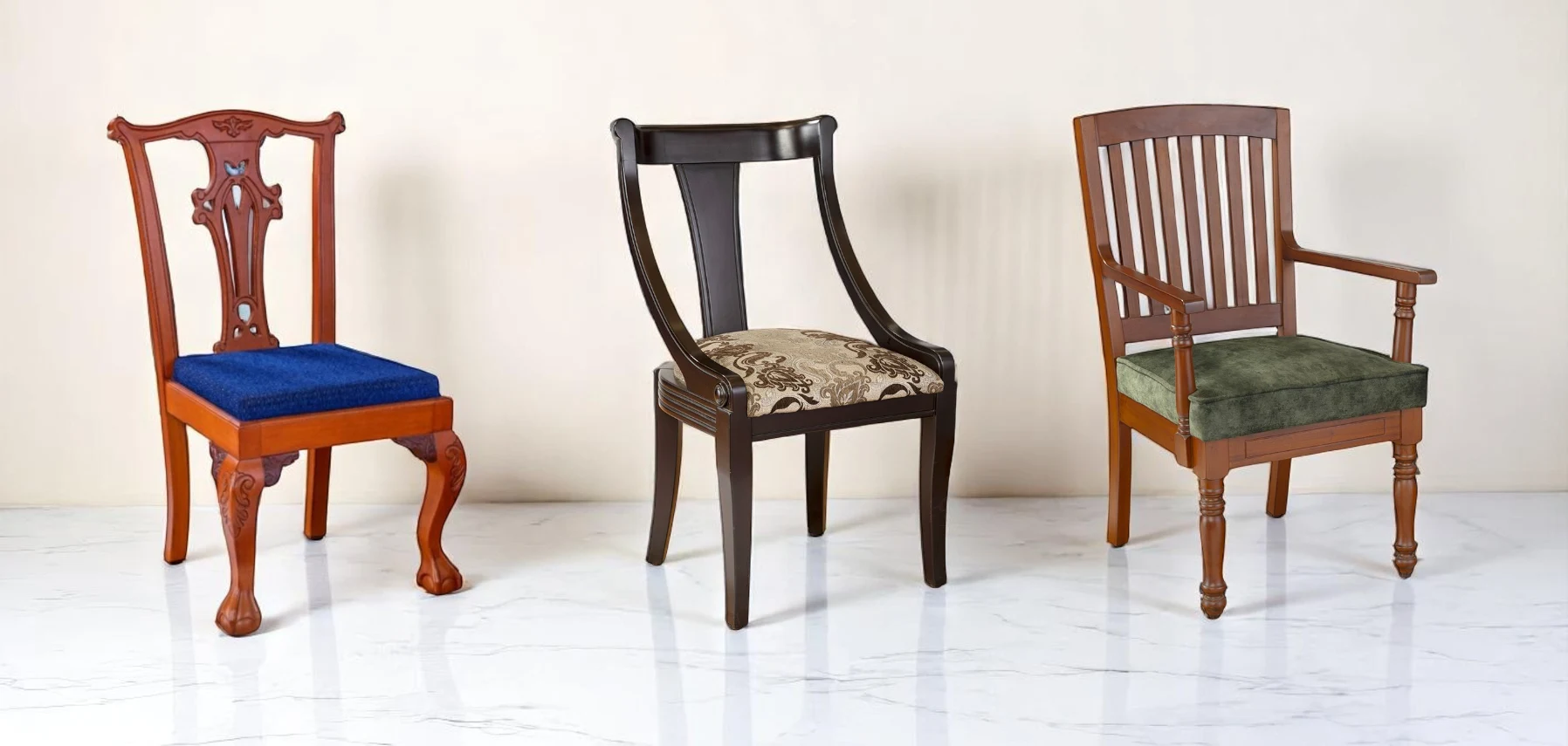 Solid wooden chairs with cushion