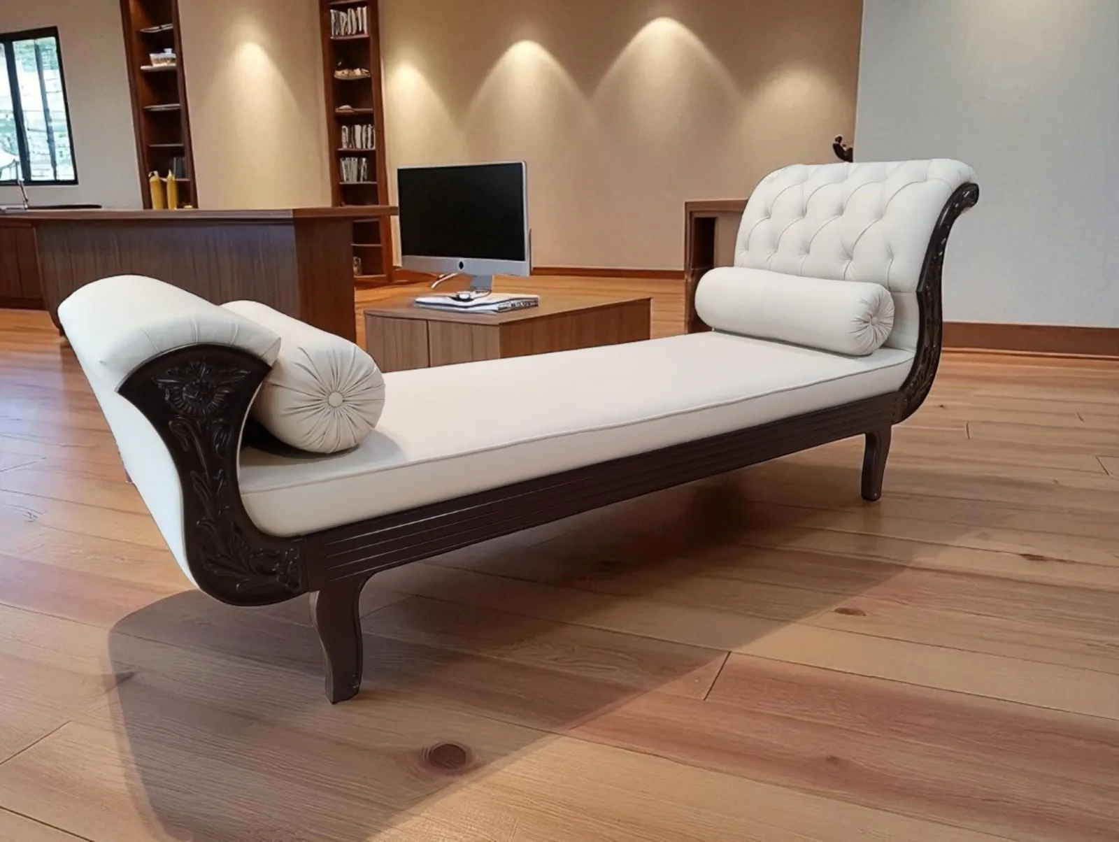 Handcrafted wooden deewan for living room by leading furniture manufacturer in Banaglore