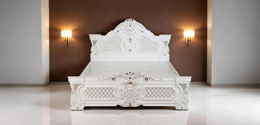 Custom handcrafted wooden bed Bangalore